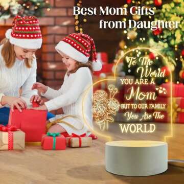 FEBDEY Lovely Mother-Best Mom Birthday Gifts from Daughter Son，Mom Night Light，Room Decoration Mom's