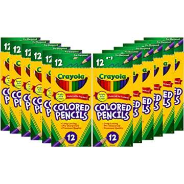 Crayola Colored Pencils Bulk, Kids School Supplies For Teachers, 12 Packs with 12 Colors [Amazon Exclusive]