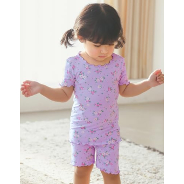VAENAIT BABY Toddler Pajamas 2pcs Set Purple Posy for Kids