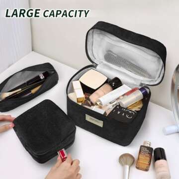 LVWNM Corduroy Makeup Bag Set - 4 Cute Travel Pouches