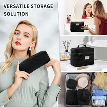 LVWNM Corduroy Makeup Bag Set - 4 Cute Travel Pouches