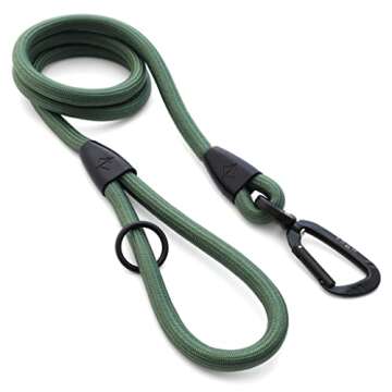 Made to ROAM Premium Everyday Leash - Ultra Soft Dog Leash with Aviation Aluminum Carabiner for Small, Medium, Large Dogs - Oregon Haze, 6ft (Rubber Coated Metal Clamps)