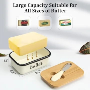 Unbreakable Speckled White Butter Dish with Lid and Knife