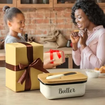 Unbreakable Speckled White Butter Dish with Lid and Knife
