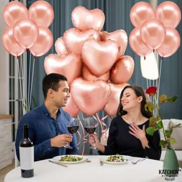 KatchOn, Big Rose Gold Heart Balloon - 18 Inch, Pack of 20 | Blush Pink Heart Balloons, i Love You D...