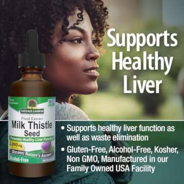 Nature's Answer Milk Thistle 2 Ounce Extract - Alcohol Free, Non GMO, Liver Support Supplement for Everyone - Liver Detox, Made in USA