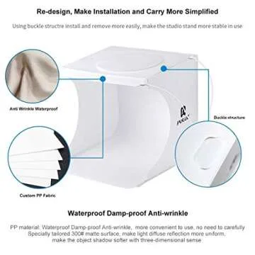 Mini Photo Studio Super Bright Photography Light Box Lightbox Portable Shooting Light Tent with 6 Colors Photography Backdrops Waterproof Background Screen Carrying Bag (20 Centimeter)