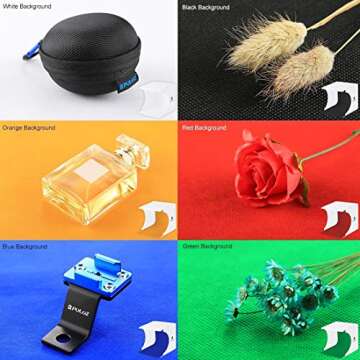 Mini Photo Studio Super Bright Photography Light Box Lightbox Portable Shooting Light Tent with 6 Colors Photography Backdrops Waterproof Background Screen Carrying Bag (20 Centimeter)