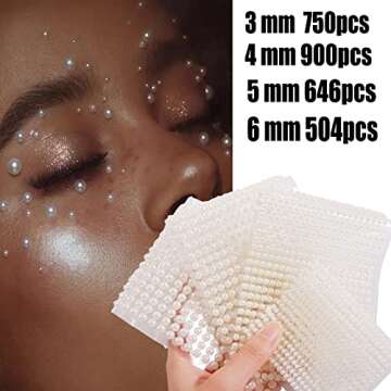 Pearl Makeup Rhinestone Stickers for Eyes Face Body,3D Self Adhesive White Pearl Face Jewels Eye Gem...