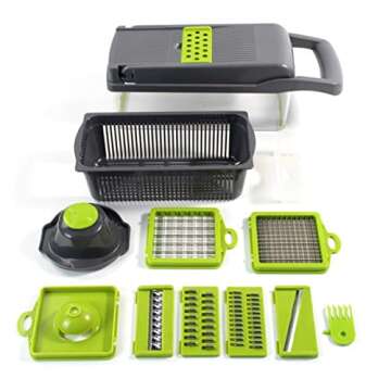 WmanCok 12-in-1 Multifunctional Vegetable Chopper & Slicer - Grey Kitchen Essential