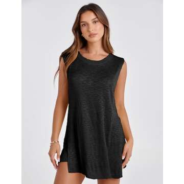 UANEO Women 2 Piece Summer Knit Sleeveless Top & Shorts Lounge Set - Stylish Comfort