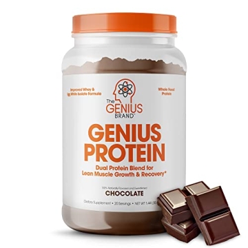 Genius Protein Powder, Chocolate - Dual Protein Blend for Optimal Muscle Recovery and Performance