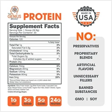 Genius Protein Powder, Chocolate - Lean Muscle Building Shake