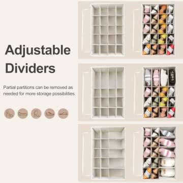 TOPIA HOME Shoe Organizer for Closet, Foldable Shoe Box with Adjustable Dividers and Clear Cover, Sp...