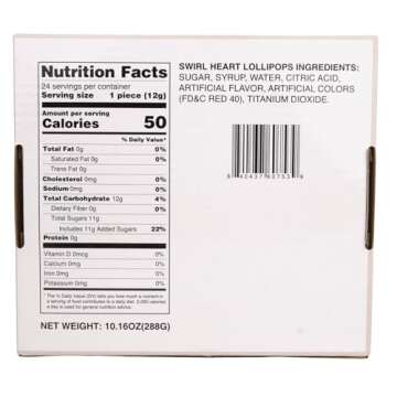 Pink Swirl Heart Lollipops, Individually Wrapped Suckers, Valentine's Day Candy, Strawberry Flavored, 24 Pieces