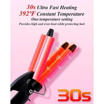 Mini Three Barrel Curling Iron, Small Curling Wand 1/2 Inch for Home and Travel, Ceramic Tourmaline Add Shine to Waves, Youuish Dual Voltage Hair Crimper, Pink