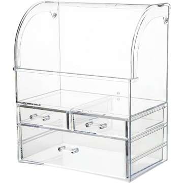 Large Acrylic Makeup Organizer with Lid for Women