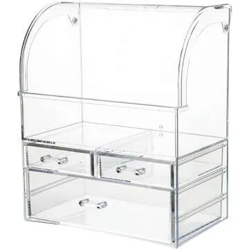 Large Acrylic Makeup Organizer with Lid for Women