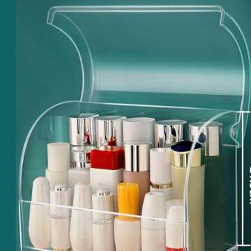 Large Acrylic Makeup Organizer with Lid for Women