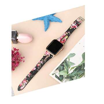 Stylish Secbolt Apple Watch Leather Band for Women, Floral Design