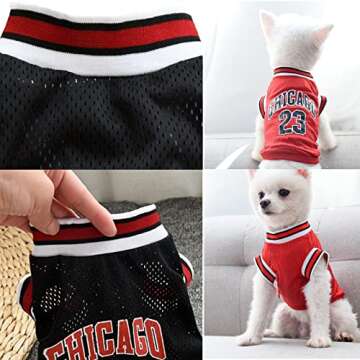 SVVOOD Dog Basketball Jersey Clothes Boy Girl Pet Vest Puppy Shirt Apparel Cute Outfit Summer Cotton Tshirt Female for Large Dogs, Medium & Small Chihuahua,Yorkies RED+BLACK 13.78in ,Chest 18.9in