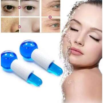 SYANO, Ice globes set for facial，face Roller massage tool with powder for Redness Soothing，Tighten Skin and Neck,educe Puffiness and Dark Circles, Enhance Circulation（2 PCS）