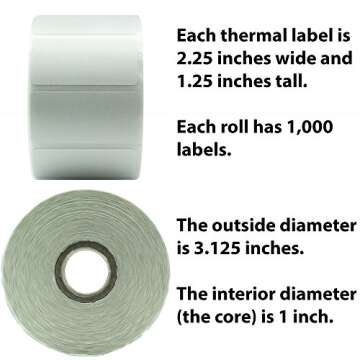 Premium, Extra Sticky 2.25 x 1.25in Direct Thermal Label 4 Pack. Bulk (4,000) Perforated Top Coated, Self Adhesive Stickers for FNSKU Barcode. Zebra Printer Compatible. Packaging and Shipping Supplies