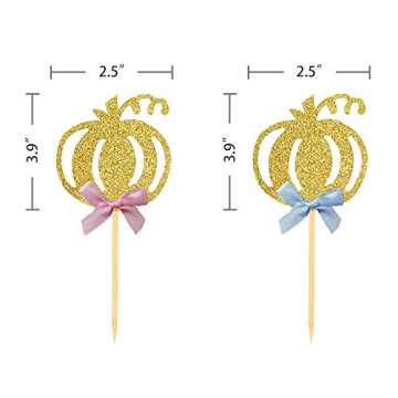 24pcs Pumpkin Gender Reveal Cupcake Toppers - Baby Shower Girl or Boy Party Decorations Supplies, Pu...