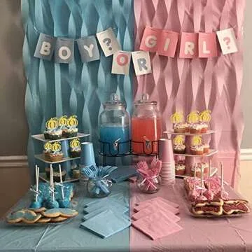 24pcs Pumpkin Gender Reveal Cupcake Toppers - Baby Shower Girl or Boy Party Decorations Supplies, Pumpkin Food Pick (Blue and Pink Bow)