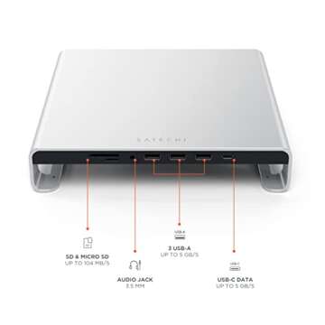 Satechi Type-C Aluminum Monitor Stand Hub for iMac - Elegant & Functional