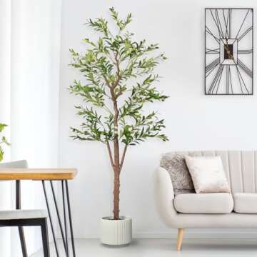 KalTell Artificial Olive Trees for Home Decor Indoor 6ft (798 Leaves, 48fruits) Tall Fake Silk Plants Large Faux Plant Tree for Office
