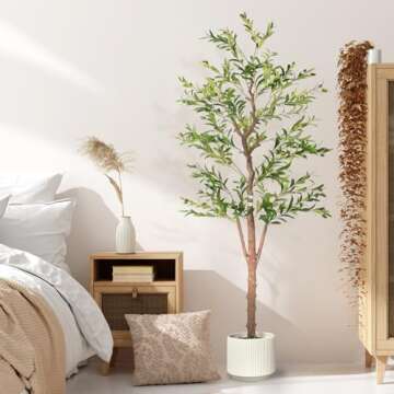 KalTell Artificial Olive Trees for Home Decor Indoor 6ft (798 Leaves, 48fruits) Tall Fake Silk Plants Large Faux Plant Tree for Office