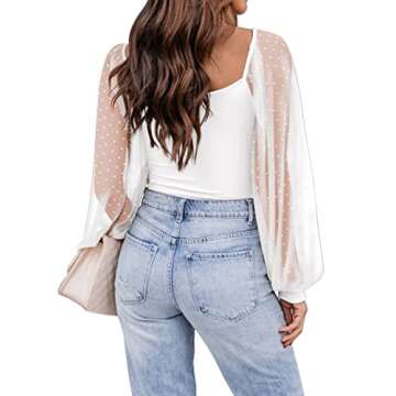 DOROSE Womens Mesh Long Sleeve Shirts Casual Blouses Tops - Chic White Design