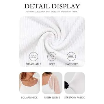 DOROSE Women's Mesh Long Sleeve Casual Blouse Tops White