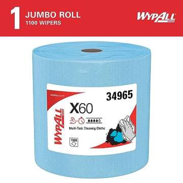 WypAll® GeneralClean™ X60 Multi-Task Cleaning Cloths, Jumbo Roll (34965), Strong and Absorbent To...