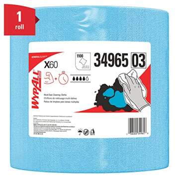 WypAll® GeneralClean™ X60 Multi-Task Cleaning Cloths, Jumbo Roll (34965), Strong and Absorbent Towels, Blue (1,100 Sheets/Roll, 1 Roll/Case, 1,100 Sheets/Case)