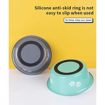 YUDANSI Dog Bowls 2 Pack Medium Large Dogs Feeding Bowls Food Water Bowls with Non-Slip Silicone Sole, Stainless Steel Dog Dishes Elevated Raised Pet Feeder(6.6 Cups)