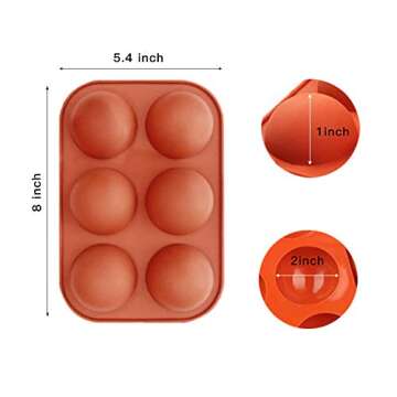 Chocolate Silicone Mold 6 Holes Semi Sphere Half Sphere Silicone Baking Molds for Christmas and Wedd...