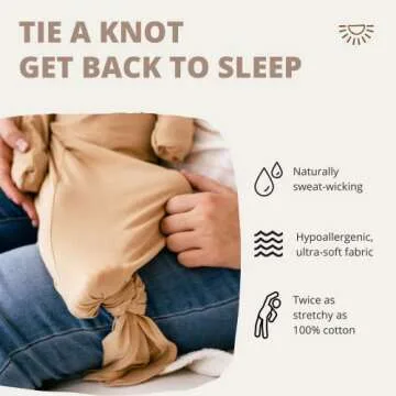 Wallaby Kids Extra Tall Knotted Baby Gown, Super Soft Viscose from Bamboo Newborn Sleeper for Baby Girl and Boy (Oatmeal, 0-3 months)