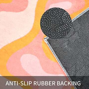 Abstract Pink Wavy Bathroom Rug 2x3 Faux Wool Area Rug Soft Non-Slip Bath Rugs Modern Geometric Bath Mat Cute Bathroom Rugs Machine Washable Floor Mat Carpet for Bedroom Bathroom Sink