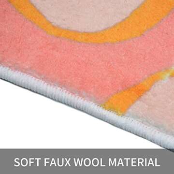 Abstract Pink Wavy Bathroom Rug 2x3 Faux Wool Area Rug Soft Non-Slip Bath Rugs Modern Geometric Bath Mat Cute Bathroom Rugs Machine Washable Floor Mat Carpet for Bedroom Bathroom Sink
