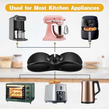 Akeva Cord Organizer for Kitchen Appliances, 4 Pack Black Appliance Cord Organizer, Command Hooks, Cord Wrapper, Cord Keeper, Cord Holder Stick On Kitchenaid Mixer, Instant Pot, Pressure Cooker