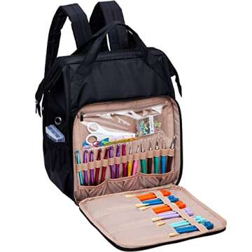 HOMEST Crochet Bag Organizer, Large Capacity Yarn Storage, Knitting Bag for Carrying Projects, Croch...