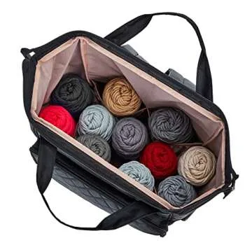 HOMEST Crochet Bag Organizer, Large Capacity Yarn Storage, Knitting Bag for Carrying Projects, Crocheting Hooks, Suppliers, Needles and Accessories, Black