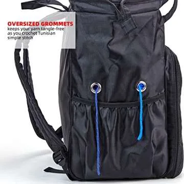 HOMEST Crochet Bag Organizer, Large Capacity Yarn Storage, Knitting Bag for Carrying Projects, Crocheting Hooks, Suppliers, Needles and Accessories, Black