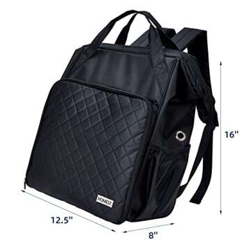 HOMEST Crochet Bag Organizer, Large Capacity Yarn Storage, Knitting Bag for Carrying Projects, Crocheting Hooks, Suppliers, Needles and Accessories, Black