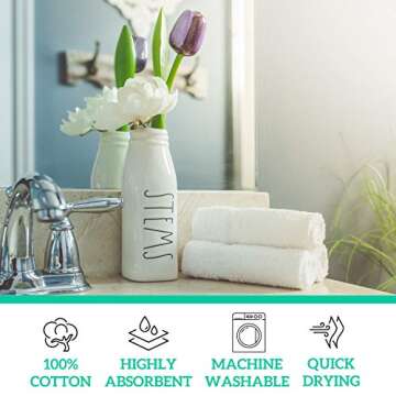 GREEN LIFESTYLE Bulk Washcloths 12x12 50 Pack - Face Towel, Wash Clothes for Body and Face - 100% Pure Cotton Wash Cloths for Your Body (White)