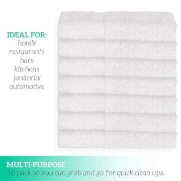 GREEN LIFESTYLE Bulk Washcloths 12x12 50 Pack - Face Towel, Wash Clothes for Body and Face - 100% Pure Cotton Wash Cloths for Your Body (White)