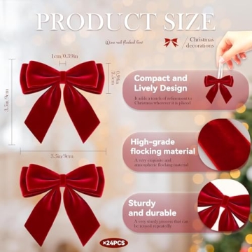 Handmade Velvet Bows for Christmas Tree Decorations