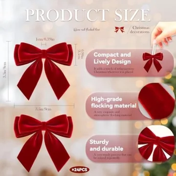 Handmade Velvet Bows for Christmas Tree Decorations